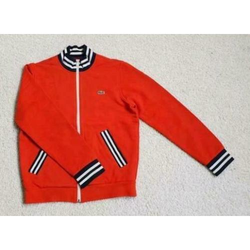 Lacoste herenvest oranje met blauw/witte boorden maat m