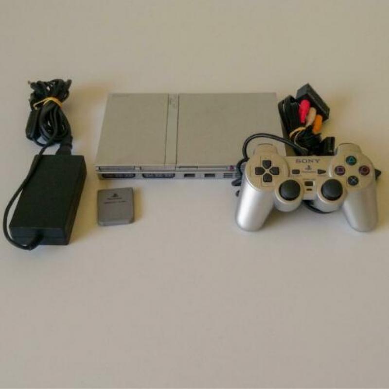PS2 Slim Zwart of Zilver met controller en memorycard