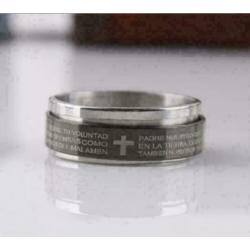 Cross Schrift Titanium Stalen Dubbele roterende Ring