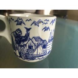 Stavangerflint kop en schotel blauw wit