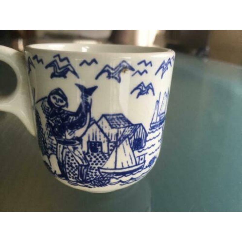 Stavangerflint kop en schotel blauw wit