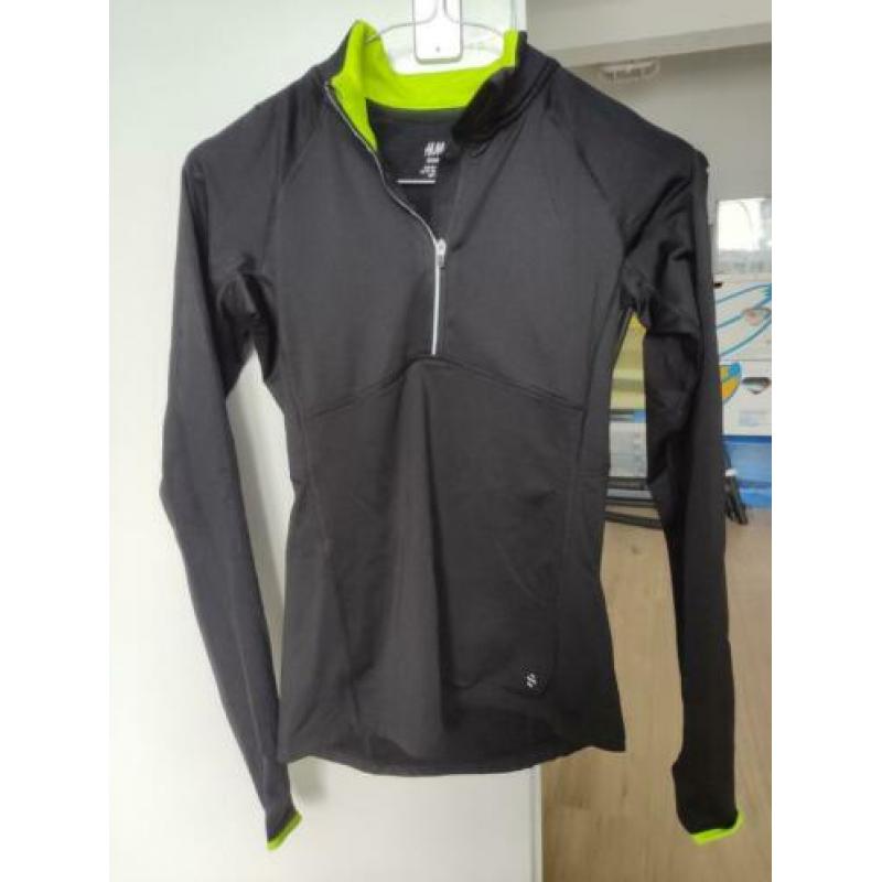 H&M sport shirt reflecterend zwart XS 34 zgan