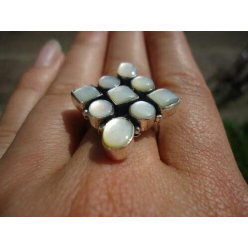 925 zilver / zilveren ring met parelmoer maat 18,5 - Vanoli