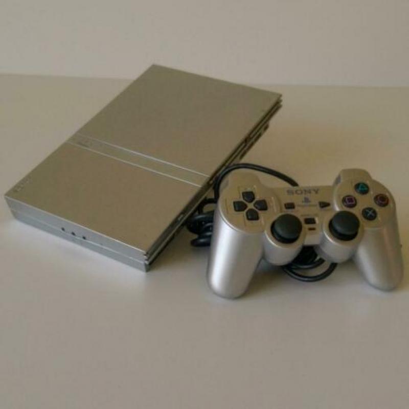 PS2 Slim Zwart of Zilver met controller en memorycard