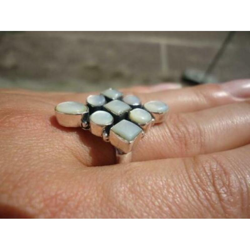 925 zilver / zilveren ring met parelmoer maat 18,5 - Vanoli
