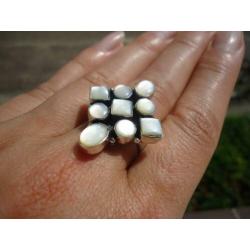 925 zilver / zilveren ring met parelmoer maat 18,5 - Vanoli