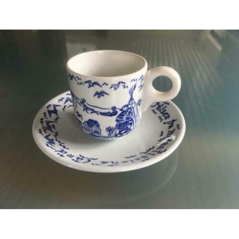 Stavangerflint kop en schotel blauw wit