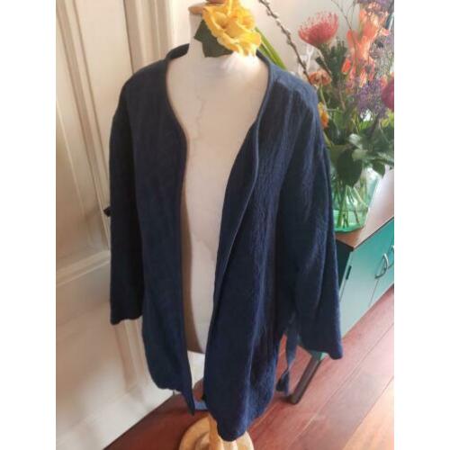 Boho hippie kimono blauw geometrisch geweven