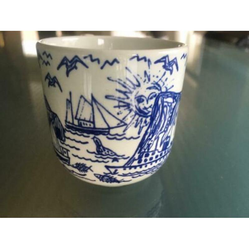 Stavangerflint kop en schotel blauw wit