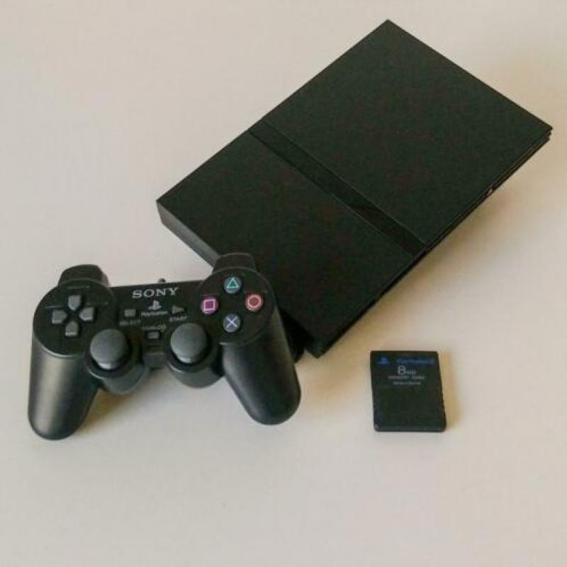 PS2 Slim Zwart of Zilver met controller en memorycard