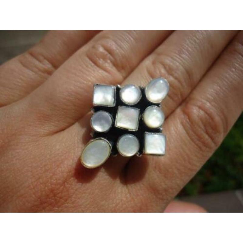 925 zilver / zilveren ring met parelmoer maat 18,5 - Vanoli