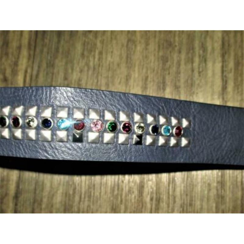Prachtige Leren riem strass.