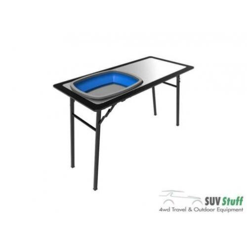 Tafel rvs kampeertafel met opvouwbare wasbak