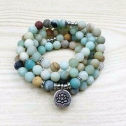 Amazoniet mala ketting met Levensboom bedel