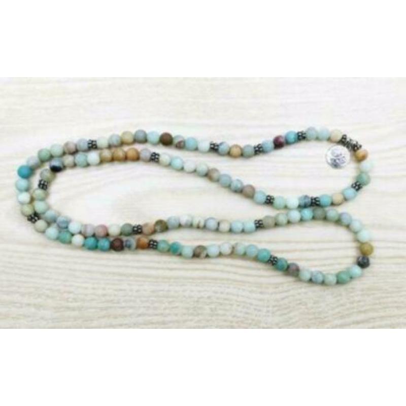 Amazoniet mala ketting met Levensboom bedel