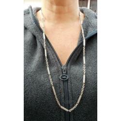 Zilveren vintage ketting met gedecoreerde staafjes nr.1635