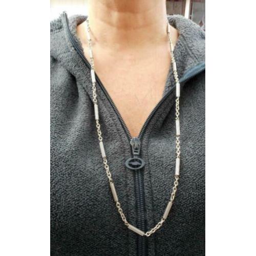Zilveren vintage ketting met gedecoreerde staafjes nr.1635