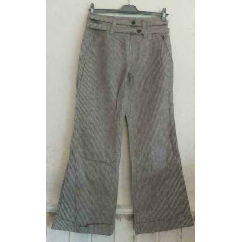 DEPT grijs zilverglitter streep broek mt M