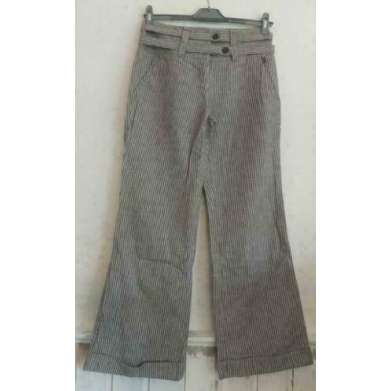 DEPT grijs zilverglitter streep broek mt M