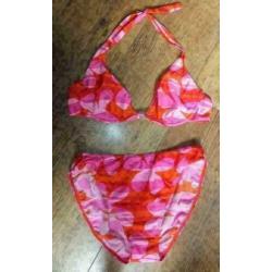 Hema cyclaam/rood bewerkte bikini mt 40 cup B