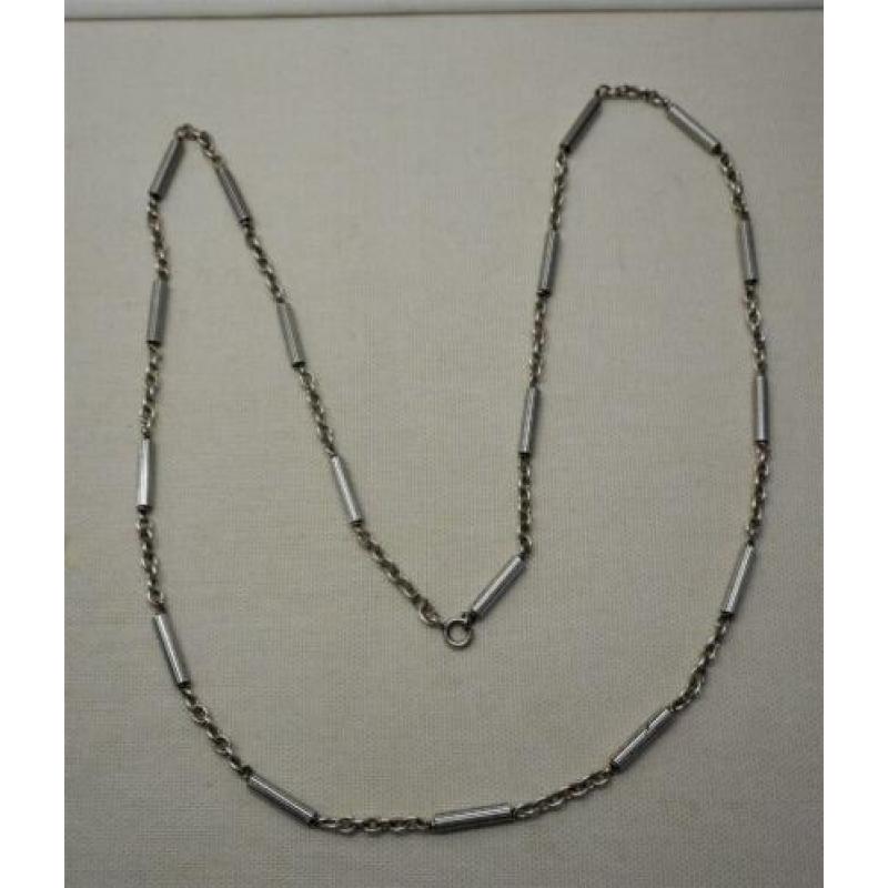 Zilveren vintage ketting met gedecoreerde staafjes nr.1635