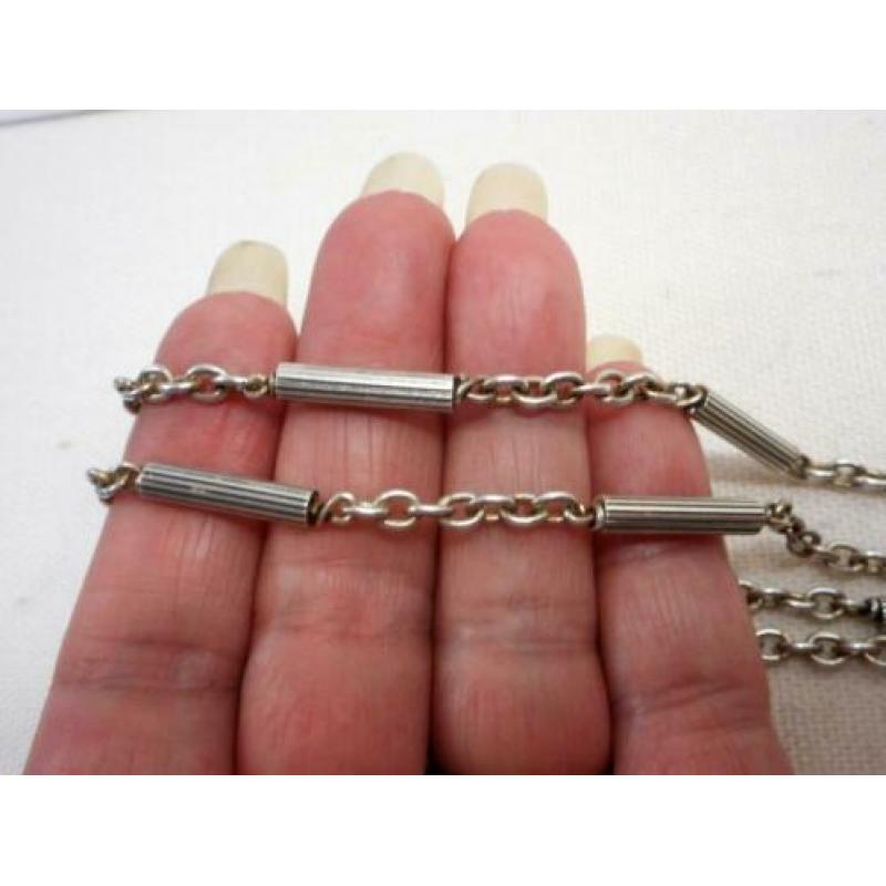Zilveren vintage ketting met gedecoreerde staafjes nr.1635