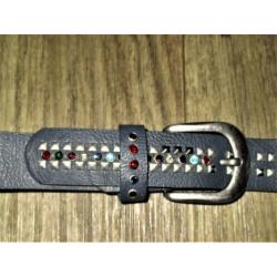 Prachtige Leren riem strass.