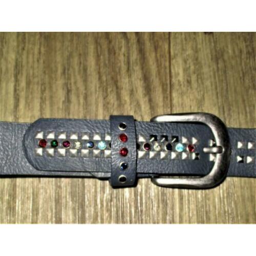 Prachtige Leren riem strass.