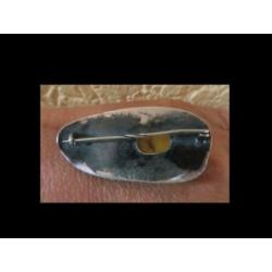 Bijzonder 5.3 cm Zilveren Broche/Honing Baltische Barnsteen!