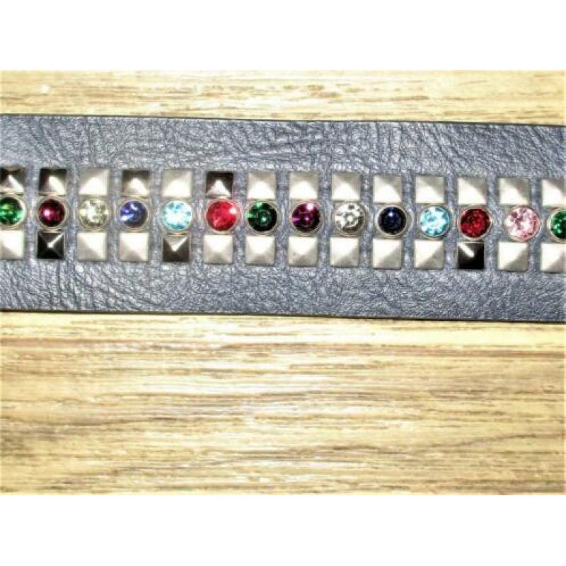 Prachtige Leren riem strass.
