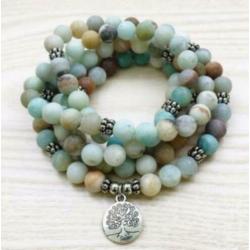 Amazoniet mala ketting met Levensboom bedel