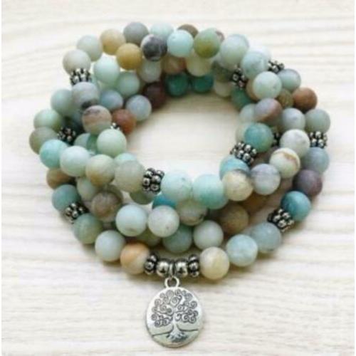 Amazoniet mala ketting met Levensboom bedel
