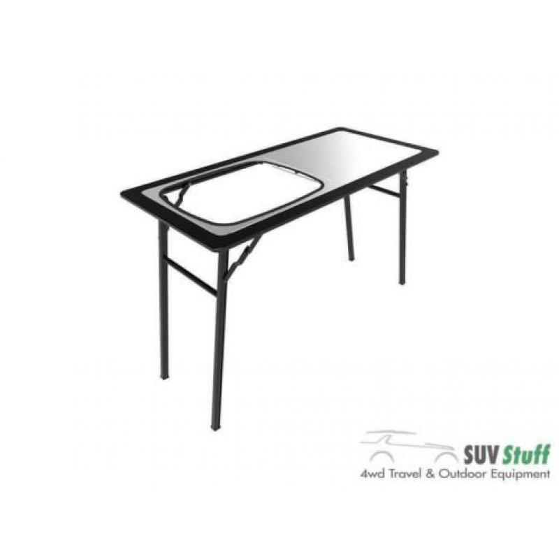 Tafel rvs kampeertafel met opvouwbare wasbak