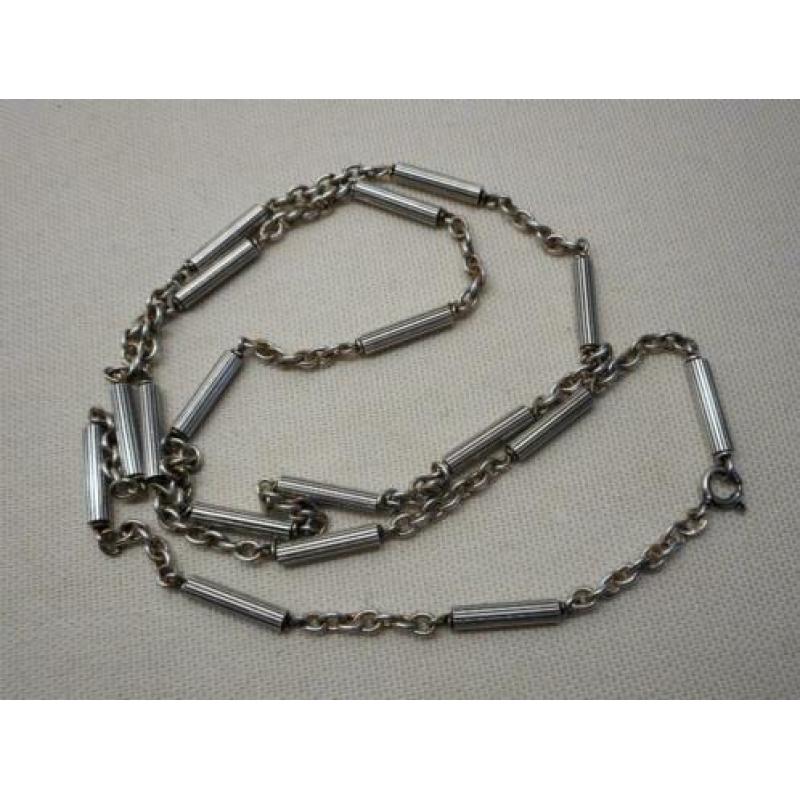 Zilveren vintage ketting met gedecoreerde staafjes nr.1635