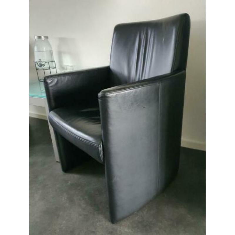 2 leren zwarte woonkamer stoelen | lounge