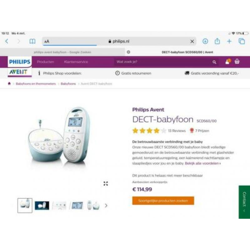 Phillips Avent dect Babyfoon Scd560/00