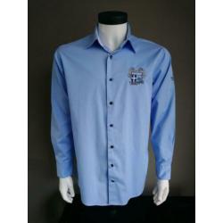 Mainstream overhemd. Blauw met applicaties. Maat M.