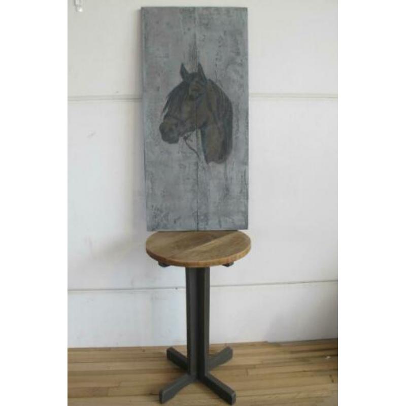 ??Stoer schilderij paard decoratie betonlook