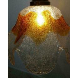 Hanglamp, Italiaans Murano glas, wit/ geel, vintage jaren 60