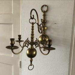 Koper/messing prachtige wand en hangkandelaar set