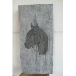 ??Stoer schilderij paard decoratie betonlook