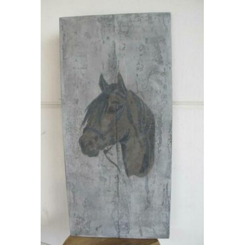??Stoer schilderij paard decoratie betonlook