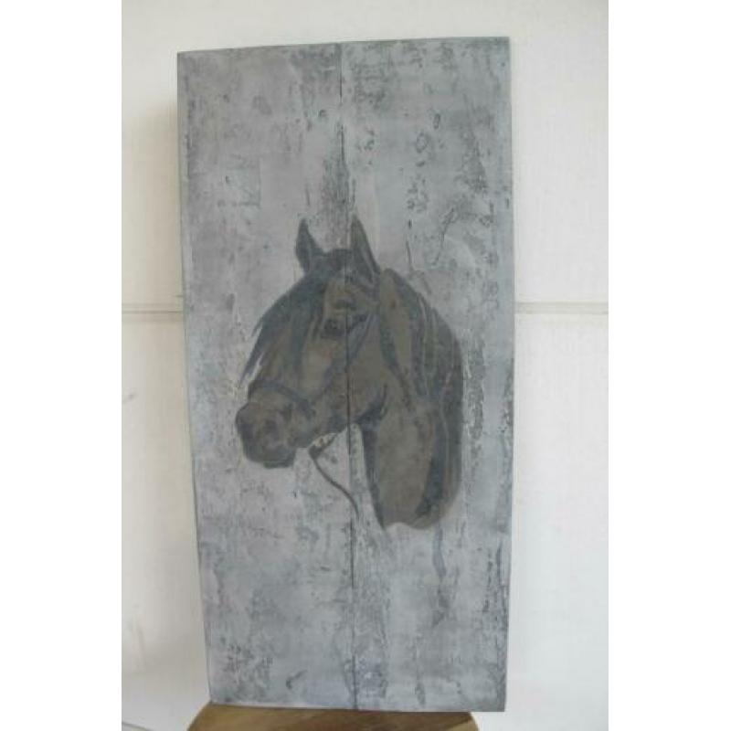 ??Stoer schilderij paard decoratie betonlook