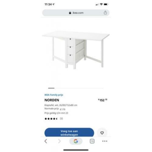 Ikea norden klaptafel, in goede staat