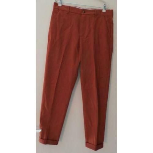 Zara man oranje / bruin pantalon broek met omslag maat