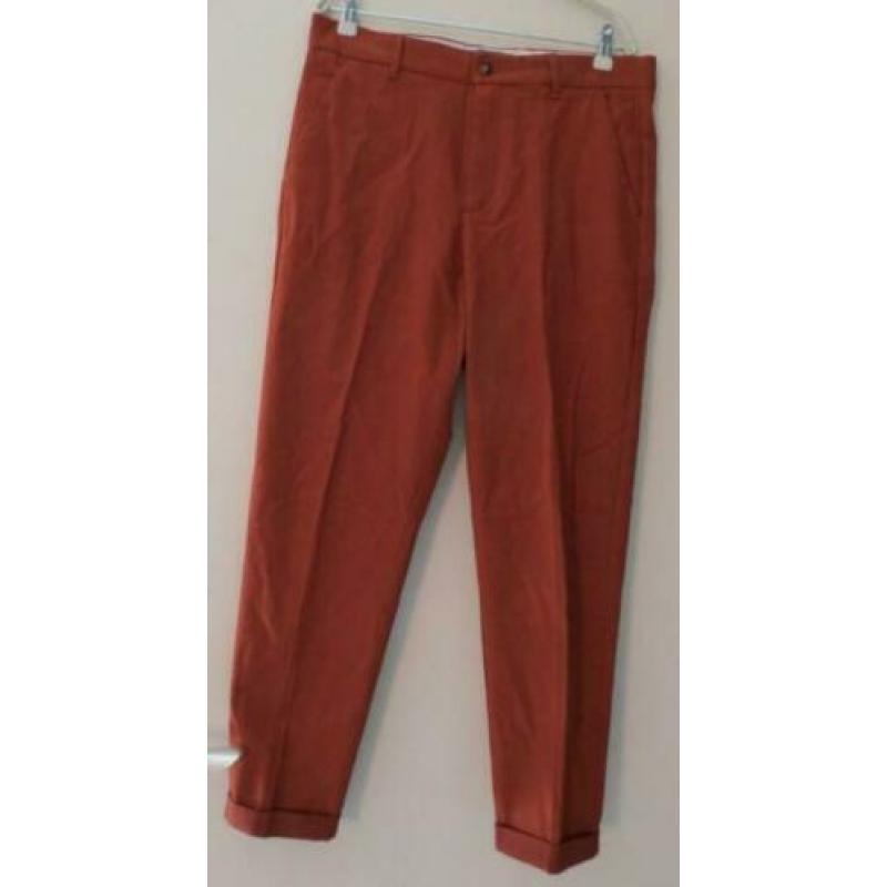 Zara man oranje / bruin pantalon broek met omslag maat