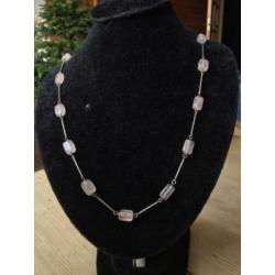 Ketting met roze quartz zilver 835
