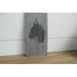 ??Stoer schilderij paard decoratie betonlook