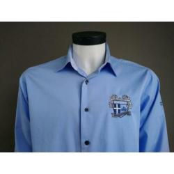 Mainstream overhemd. Blauw met applicaties. Maat M.