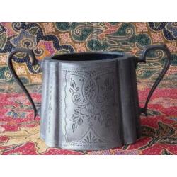 Origineel antiek driedelig tinnen theeservies uit Engeland.